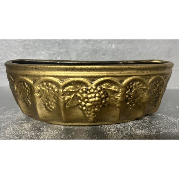 Vintage Gold Ceramic Wall Pocket‎ Planter w/ Fountain Grapes California USA 400 - Picture 7 of 11
